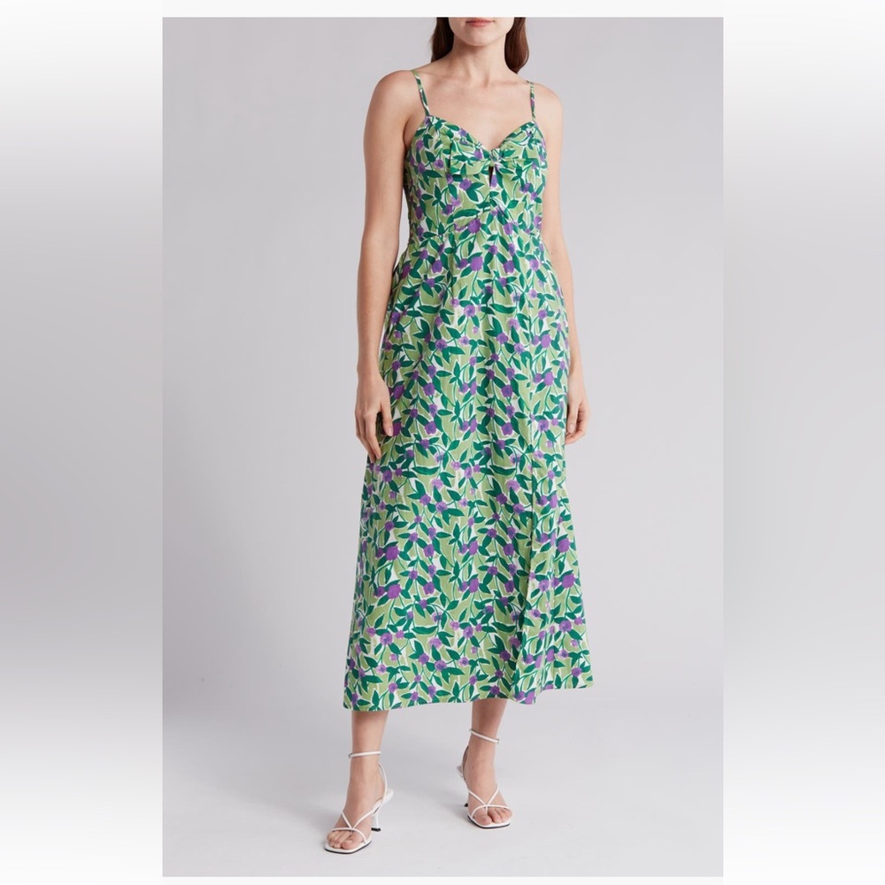 Melloday | Green & Purple Printed Maxi Dress (M)